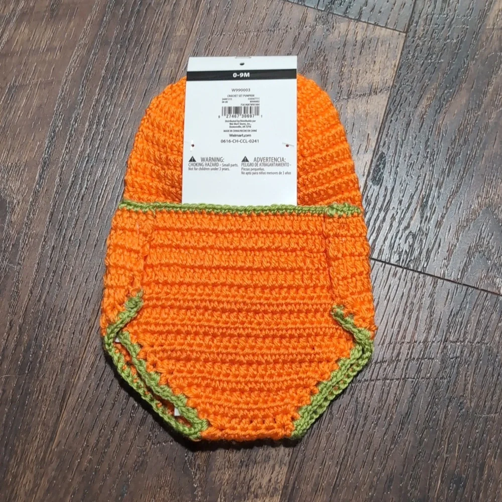 Pumpkin Hand-Crocheted Hat And Diaper Cover Set